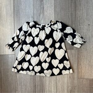 Baby Gap Black/White Heart Long-Sleeve Dress - 6-12M - Lightweight & Cute